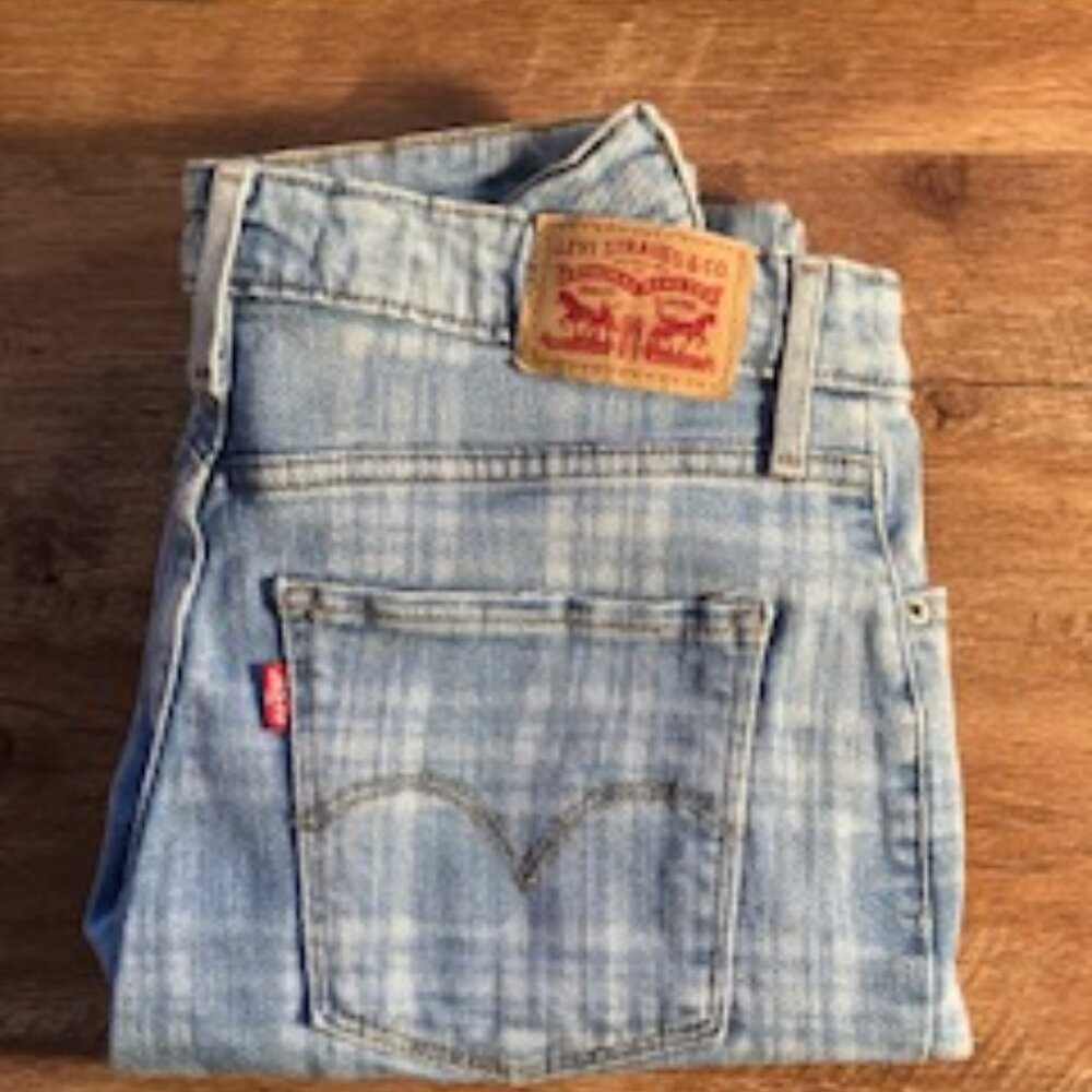 Women's Levi's Checkered Jeans 28-used and distressed